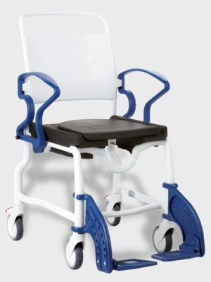 Dusch- und Toilettenrollstuhl BERLIN 5" Räder>>>>Farbe: grau/blau