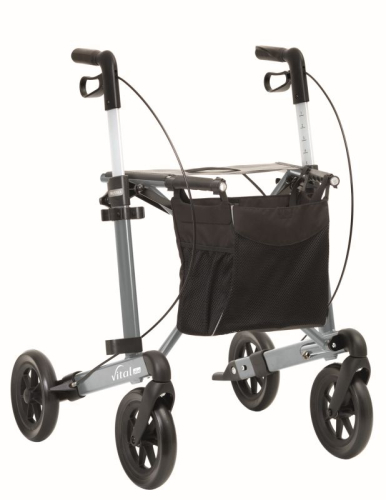 roll.jpg Rollator vital plus, inkl. Stockhalter u. Stofftasche, max. 150 kg bel.>>>>Farbe: grau SH 54 cm