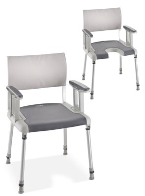 Duschstuhl INVACARE SORRENTO mit Armlehnen weiß-grau>>>>Ausf.: ohne Hygieneaussparung Duschstuhl INVACARE SORRENTO mit Armlehnen weiß-grau>>>>Ausf.: ohne Hygieneaussparung