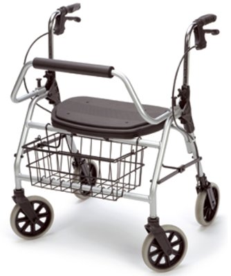Rollator XXL mit Rückenbügel, Sitz,Korb,PU, maximal 200Kg,silber>>>>