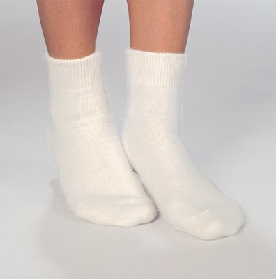 Fußwärmer/Socken 40% Angora m.Frotteesohle natur Gr.L