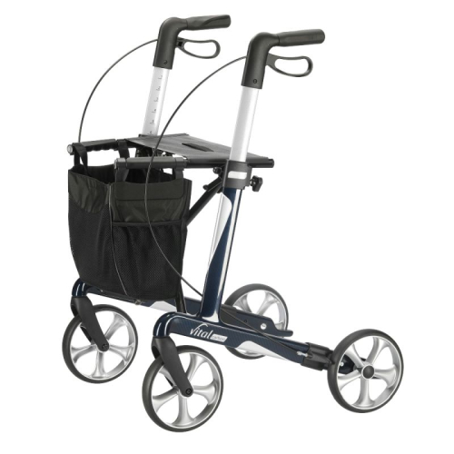 rollcar3.jpg Rollator vital carbon, inkl. Stockhalter u. Stofftasche, max. 150 kg bel.>>>>Farbe: saphirblau SH 62 cm