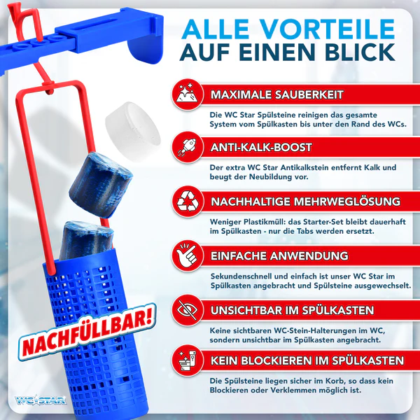 WC-Star Nachfüll-Set 8x Spülkasten-Tab (à 50 g), 4x Antikalk-Tab (25 g)