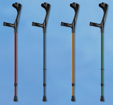 320121-jpg.jpg Leichtmetall-Unterarmgehstütze Ergogriff mit Druckknopfverstellung, vollfarbig>>>>Farbe: schwarz-brilliant rot