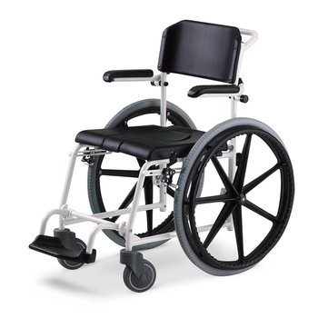Dusch- und Toilettenrollstuhl McWet, 24"Zoll,feste Achse weiß-schwarz>>>>