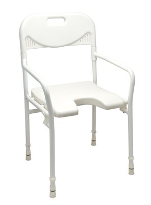 363500.jpg Duschstuhl mit Armlehnen und Ausschnitt, höhenvestellbar weiß>>>>
