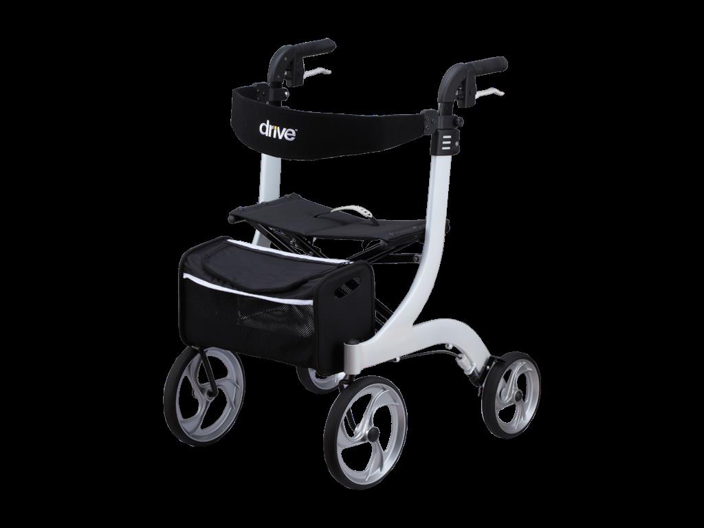 Rollator NITRO mit Stockhalter Stoff-/ Netztasche>>>>Farbe: weiß Gr. M