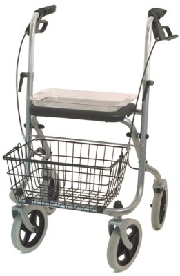 340439.jpg Rollator MIGO 2G 190/50 mit Stockhhalter, Tablett, Korb, PU, silber>>>>nur in 2er Schritten bestellbar