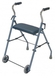 Rollator mit 2 Rädern und Sitz, grau