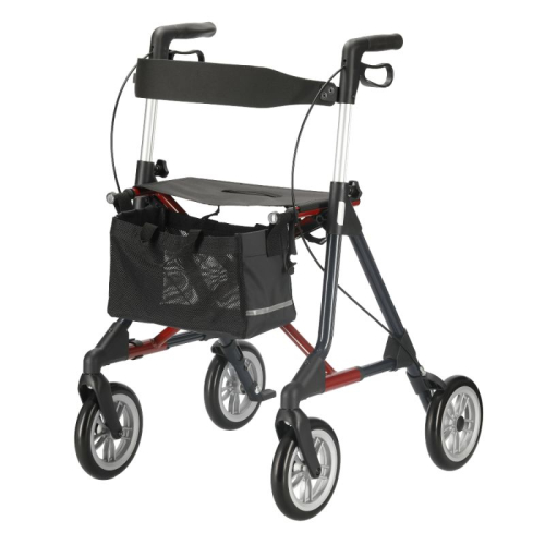 rolldunkelrotanthra.jpg Rollator elan plus, inkl. Tasche, Stockhalter und Rückengurt, max. 150 kg bel.>>>>Farbe: anthrazit/dunkelrot