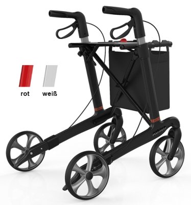 340543.jpg Rollator ATHLON SL Carbon Standard mit Stockhalter und Tasche>>>>Farbe: schwarz SH L/62 cm