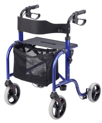 Alu-Rollator RL-smart,PU,Sitz,Stockhalter,Tasche,blau-met.,
