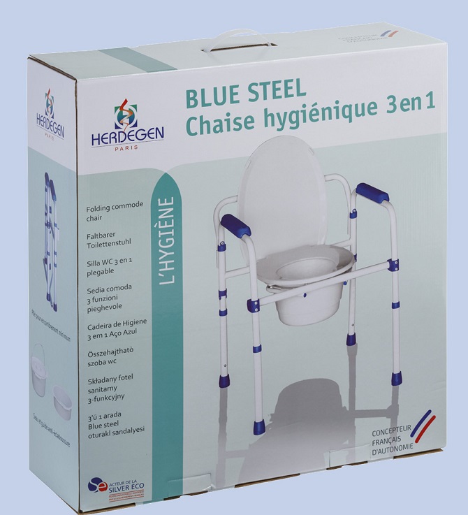 Blue Steel 3 in 1 Toilettenstützgestell mit Eimer und Deckel