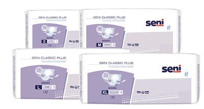 Seni CLASSIC Plus Inkontinenzhosen M, Hüfte 75-110 cm (1 Karton 3 x 30 Stück)>>>> Seni CLASSIC Plus Inkontinenzhosen XL, Hüfte 130-170 cm (1 Karton 3 x 30 Stück)>>>>
