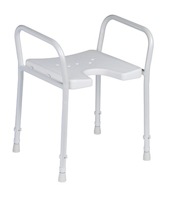 441525.jpg Duschhocker 9402-A höhenverstellbar mit Armlehne und Hygieneausschnitt weiß>>>>