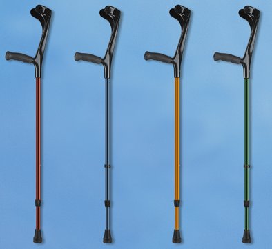Leichtmetall-Unterarmgehstütze Fashion Line, Ergo-Softgriff mit Druckknopf>>>>Farbe: schwarz/blau