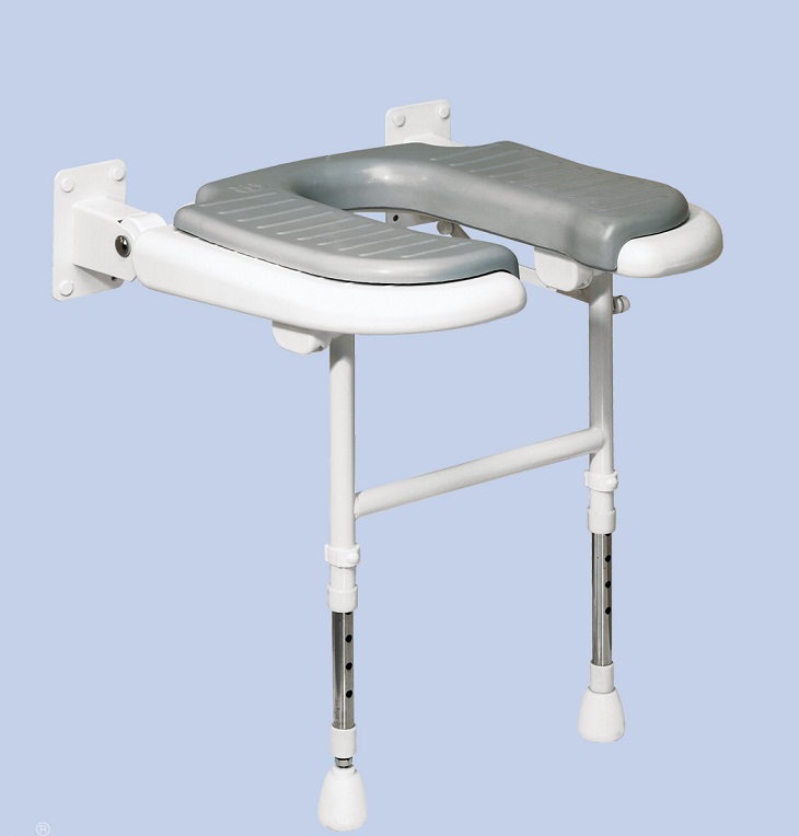 Duschklappsitz 4000 Standard Grau mit Ausschnitt für die Intimpflege bis 250KG