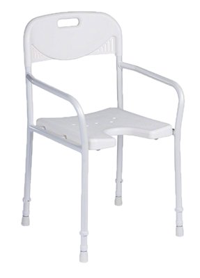 441524.jpg Duschstuhl 9401-A höhenverstellbar mit Armlehnen und Hygieneausschnitt starr weiß>>>>