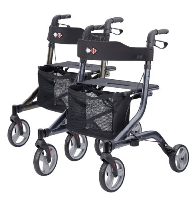 Rollator CAPERO m.Rückengurt,Stockhalter,Tasche,platin,