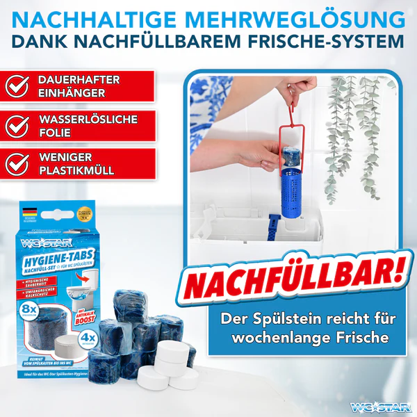 WC-Star Nachfüll-Set 8x Spülkasten-Tab (à 50 g), 4x Antikalk-Tab (25 g) WC-Star Nachfüll-Set 8x Spülkasten-Tab (à 50 g), 4x Antikalk-Tab (25 g)