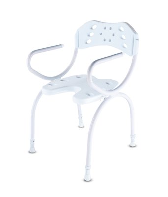 Duschhocker TRINIDAD m.Arm-u.,Rückenlehne u.Ausschnitt,weiß, Duschhocker TRINIDAD m.Arm-u.,Rückenlehne u.Ausschnitt,weiß,