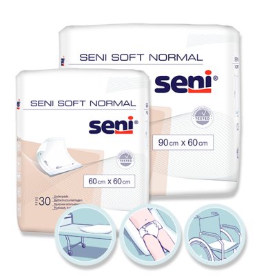 Bettschutzunterlagen Seni Soft Normal 90 x 60 cm (1 Karton: 4 x 30 Stück)>>>>