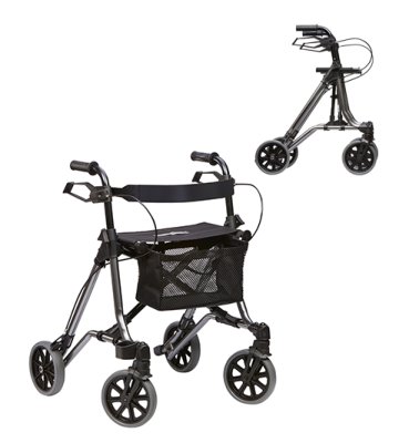 340732-jpg-Qbbt.jpg Leichtgewicht-Rollator TAiMA M-ECO mit Netz, Stockhalter und Gurt, PU, SH59, anthrazit>>>>