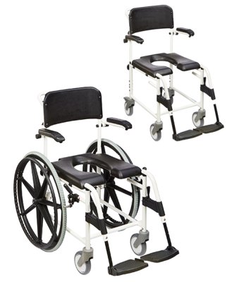 Dusch-Toilettenstuhl Levina 320-2 5" Räder, weiß-schwarz>>>>