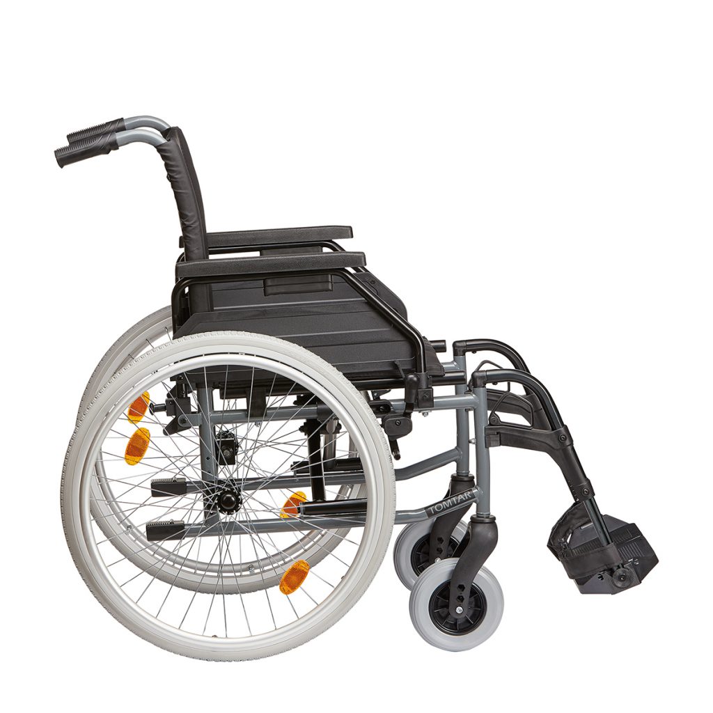 Standardrollstuhl Tomtar MR-S mit Trommelbremse, Kombiarmlehne, PU mangan grey metallic>>>>SB 51 cm