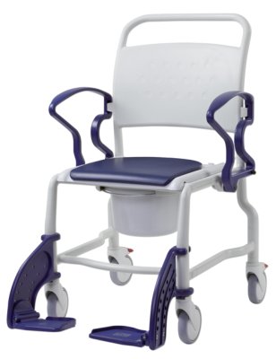 Toilettenrollstuhl BOSTON 5" Räder,bis 150Kg, grau/blau>>>>
