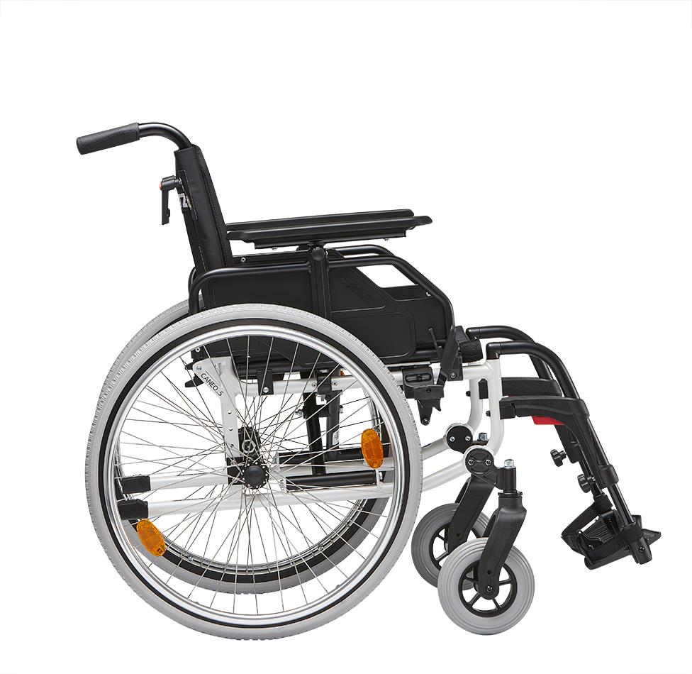 Leichtgewichtrollstuhl CANEO S mit Kombiarmlehnen, und Trommelbremse PU elfenbein>>>>SB 51 cm