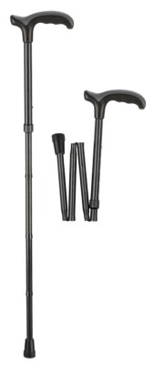 Reisestock, Leichtmetall mit Derbygriff Comfort Soft, faltbar schwarz>>>>