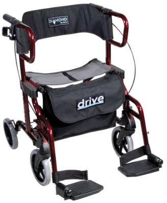 Rollator Diamond Deluxe mit Fußstützen rot>>>>