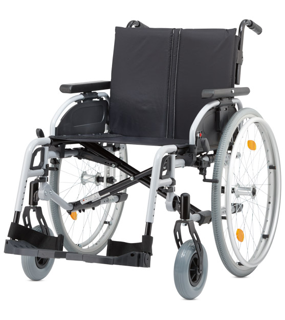 Leichtgewichtrollstuhl Pyro light optima XL, Kombi-Armlehne,PU,m. Trommelbremse silber-metallic>>>>SB 58 cm