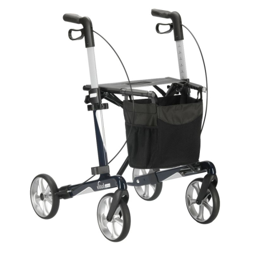Rollator vital carbon, inkl. Stockhalter u. Stofftasche, max. 150 kg bel.>>>>Farbe: schwarz SH 54 cm