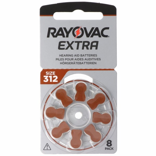 Rayovac 50x Extra Advanced Gr. 312 Hörgerätebatterien 8er Blister PR41 Braun 24607 312AUX-8XEMF