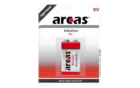 Block-Batterie Alkaline 9V, Typ 6LF22, 1er-Blister