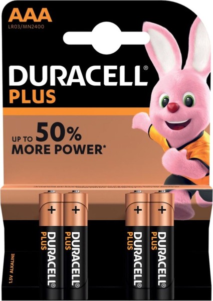 Duracell AAA LR03 1,5V Plus Power Alkaline Batterie 4er Blister MN2400