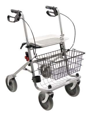 Rollator Cristallo,PD-Bremse,anat.Griffe,PU,silber-metallic,