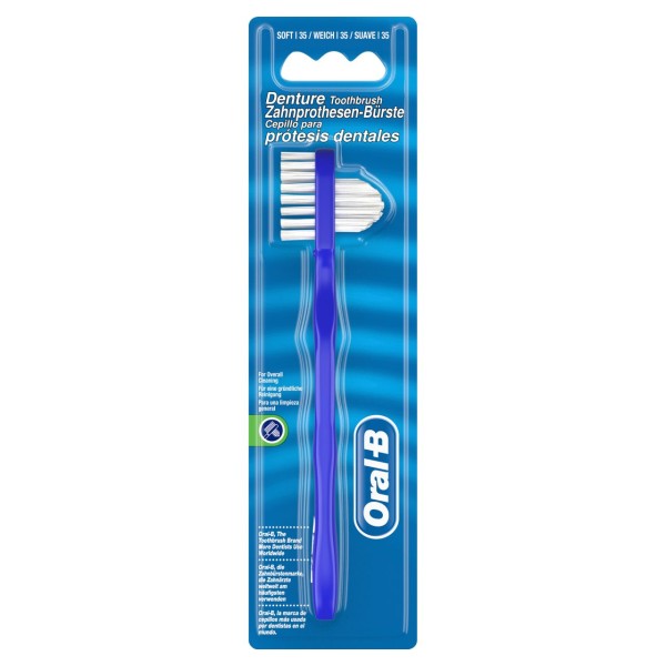 Oral-B 2x Oral-B Prothesenbürste 1 Stück Reinigung für Zahnersatz und Prothese weicher Dual Bürstenk