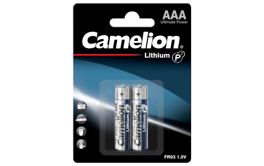 Micro-Batterie CAMELION Lithium 1,5V, Typ AAA/FR03, 2er-Blister