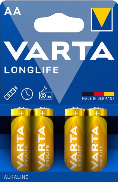 Varta 2x Longlife AA Mignon Alkaline Batterie 4er Blister LR6 MN1500 Stilo 1,5 V 4106