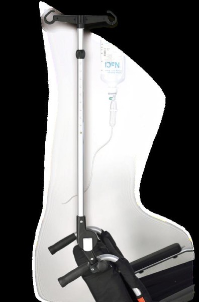 INFUSIONSHALTER.WV25 an nahezu jedem Rollstuhl anzubringensilber matt/ schwarzAlu/ Kunststoff