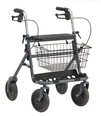 Rollator FAKTO+ m.Tablett,Korb,Stockh.,mangan grey metallic,