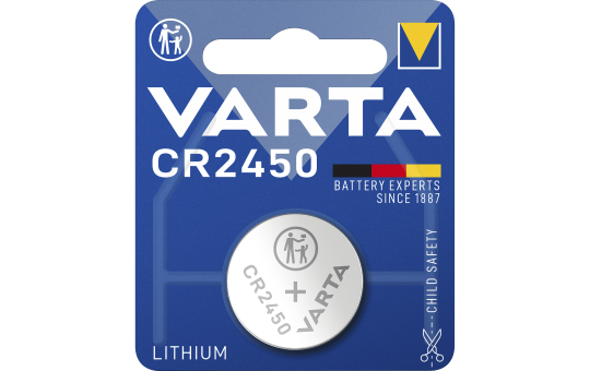 Lithium-Knopfzelle VARTA CR 2450, 560mAh, 3V, 1er-Blister