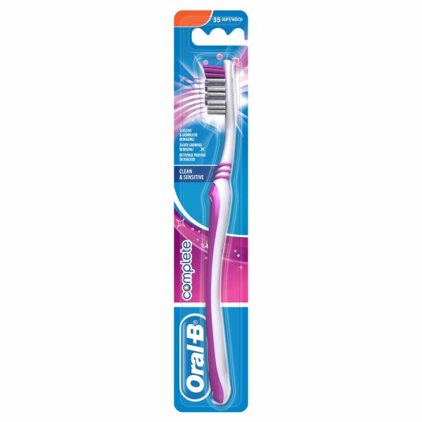 Oral-B Complete Clean & Sensitive Handzahnbürste Weich superfeine Borsten Zahnbürste mit Zungenreini