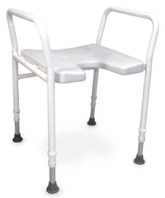 Duschhocker DS 130 o.Lehne m.,Armlehnen u.Ausschnitt,weiß,