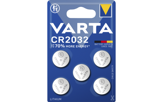 Lithium-Knopfzelle VARTA ''Electronics'' CR2032, 3V, 5er-Pack