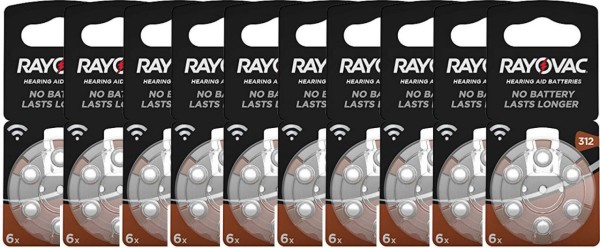 Rayovac 10x Acoustic Special 312 Hörgerätebatterien 6er Blister PR41 Braun 1,45V 4607