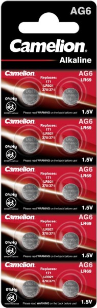 Camelion Alkaline Knopfzelle AG6 LR69 LR921 371 1,5 V 10er Blister 12051006